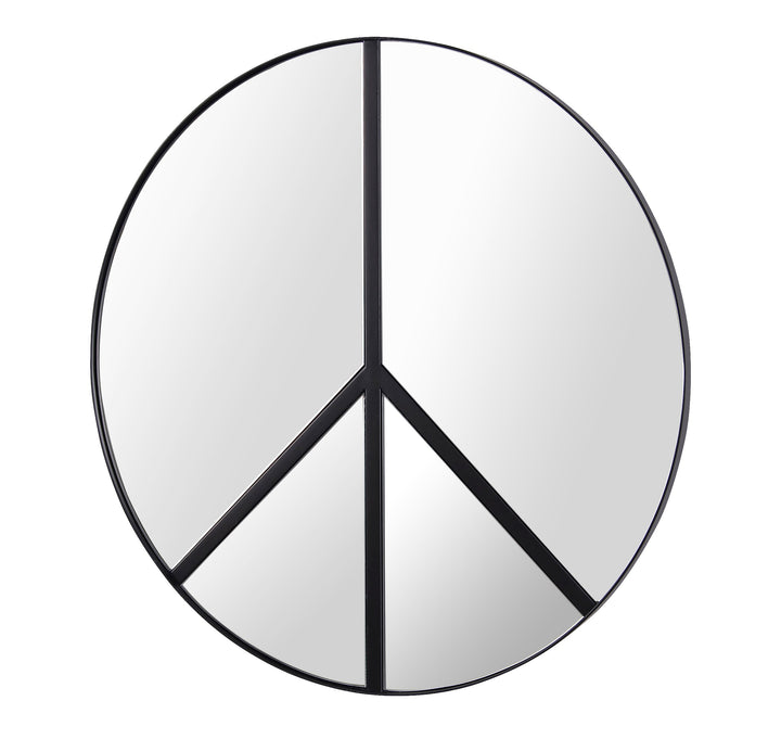 Paz 30-in Round Peace Sign Accent Mirror in Black 4DMI0117