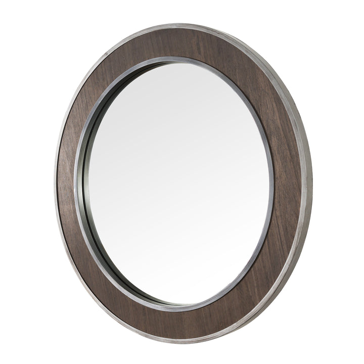 Macie 30-in Round Wood and Metal Mirror 4DMI0120