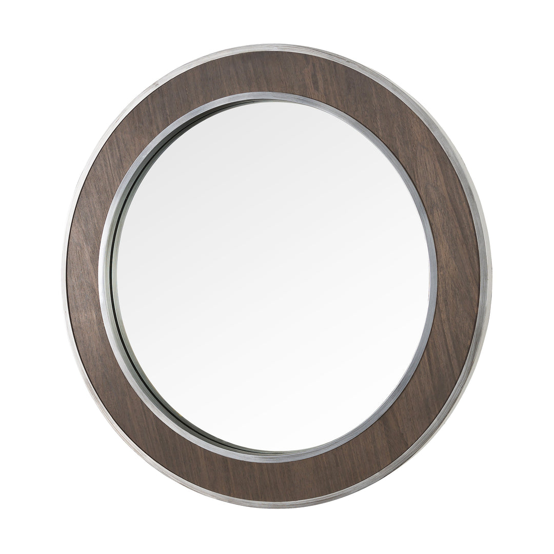 Macie 30-in Round Wood and Metal Mirror 4DMI0120