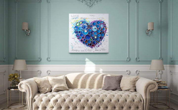 Work Of Heart Blue Mixed-Media Wall Art,4DWA0111