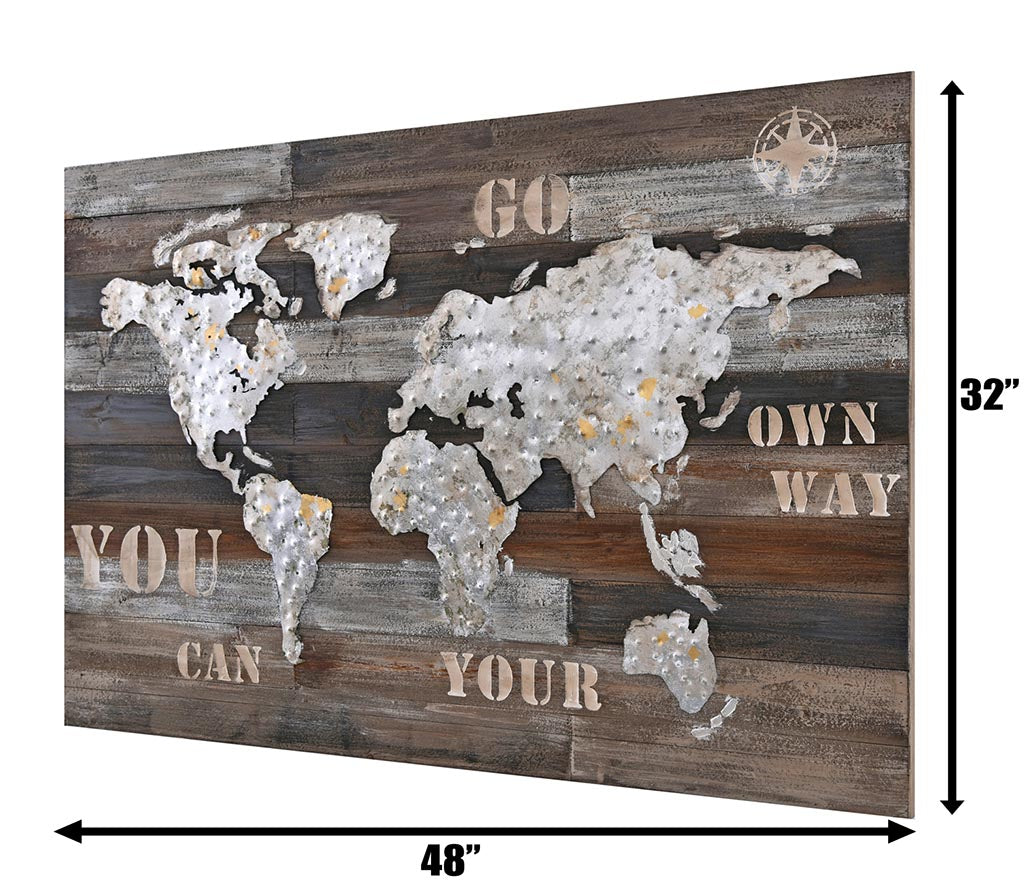 Wanderlust Rustic World Map - 4DWA0117