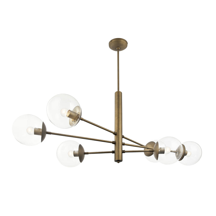 Mid-Century 612750 6-Light Linear Pendant Light - Antique Brass