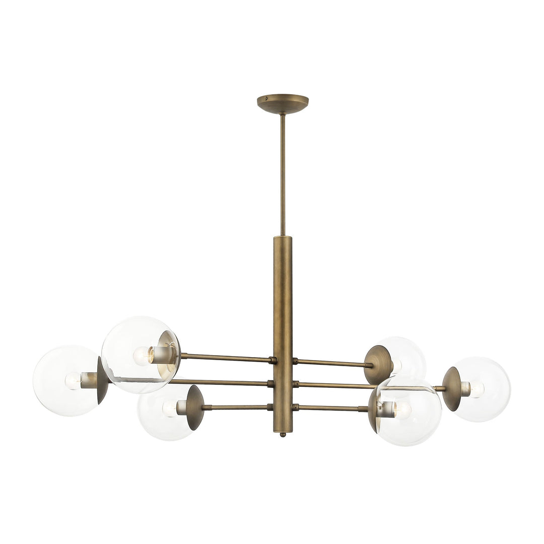 Mid-Century 612750 6-Light Linear Pendant Light - Antique Brass