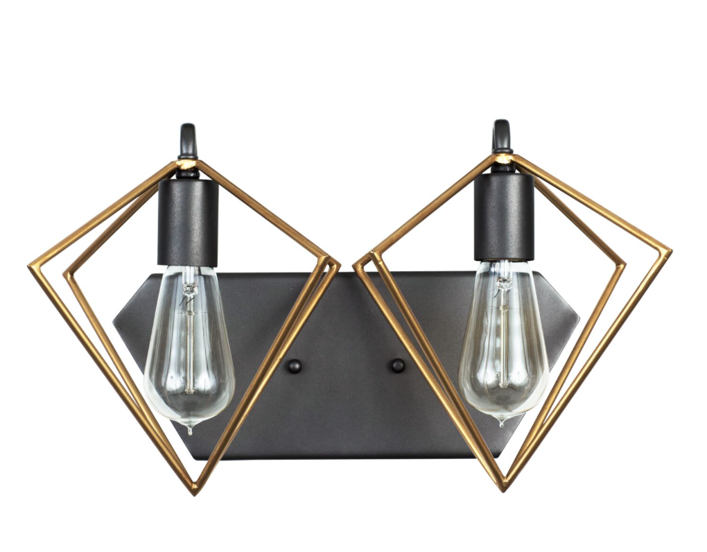 Metropolis 2-Lt Vanity Light - Antique Gold/Rustic Bronze - 261B02AGRB