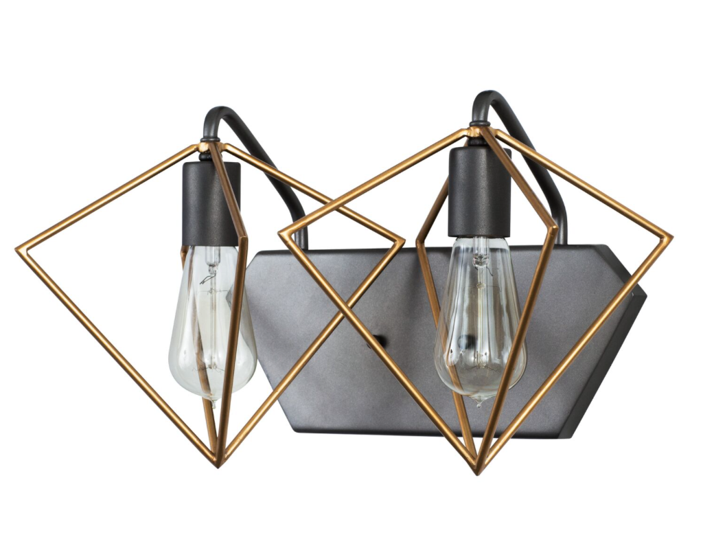 Metropolis 2-Lt Vanity Light - Antique Gold/Rustic Bronze - 261B02AGRB