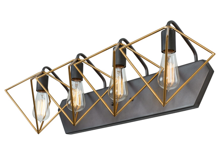 Metropolis 4-Lt Vanity Light - Antique Gold/Rustic Bronze - 261B04AGRB