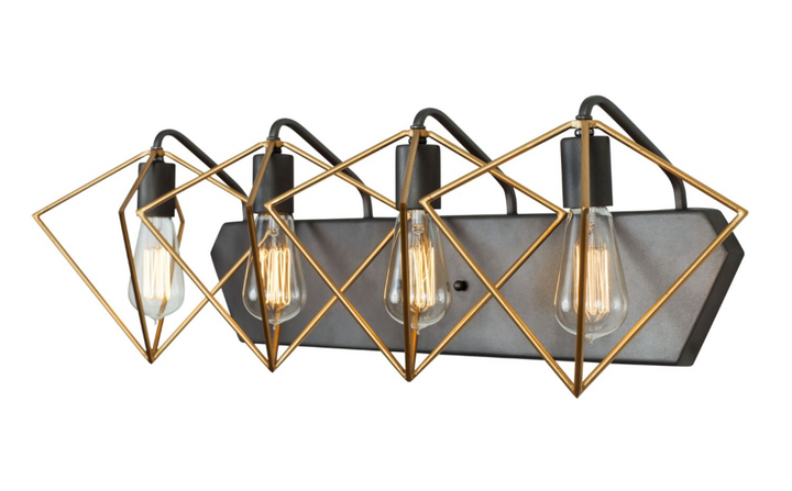 Metropolis 4-Lt Vanity Light - Antique Gold/Rustic Bronze - 261B04AGRB