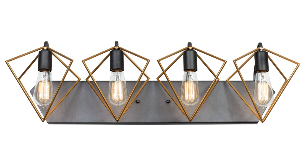 Metropolis 4-Lt Vanity Light - Antique Gold/Rustic Bronze - 261B04AGRB