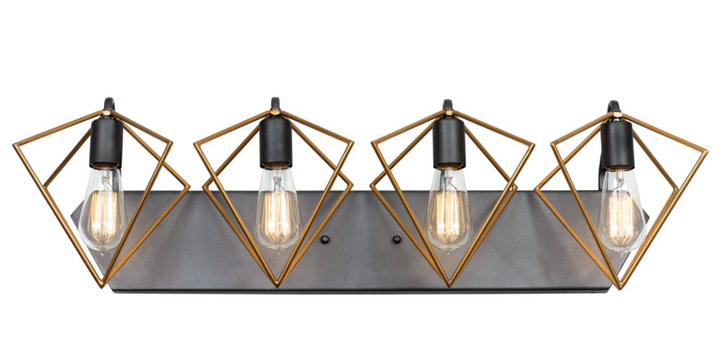 Metropolis 4-Lt Vanity Light - Antique Gold/Rustic Bronze - 261B04AGRB