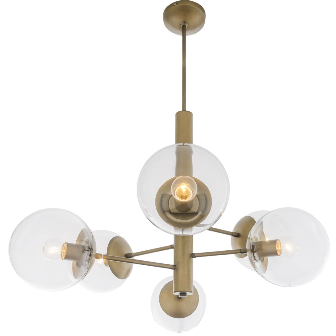 Mid-Century 612730 8-Light Chandelier - Antique Brass