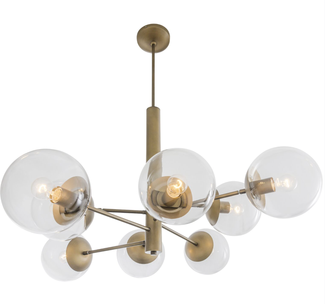 Mid-Century 612730 8-Light Chandelier - Antique Brass