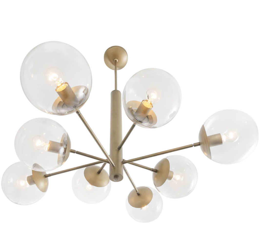 Mid-Century 612730 8-Light Chandelier - Antique Brass