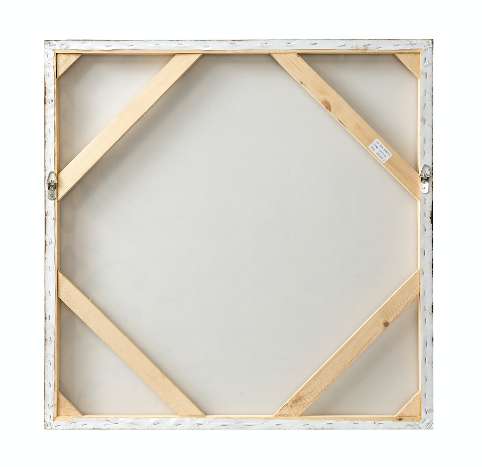 Teal Damask Trefoil Wall Art - Distressed Teal/Ivory 425A50