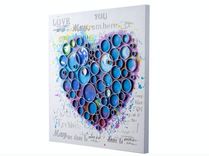 Work Of Heart Blue Mixed-Media Wall Art,4DWA0111