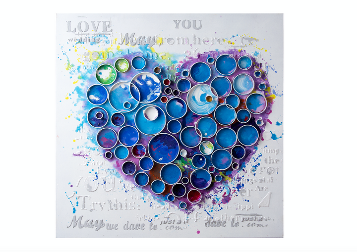 Work Of Heart Blue Mixed-Media Wall Art,4DWA0111