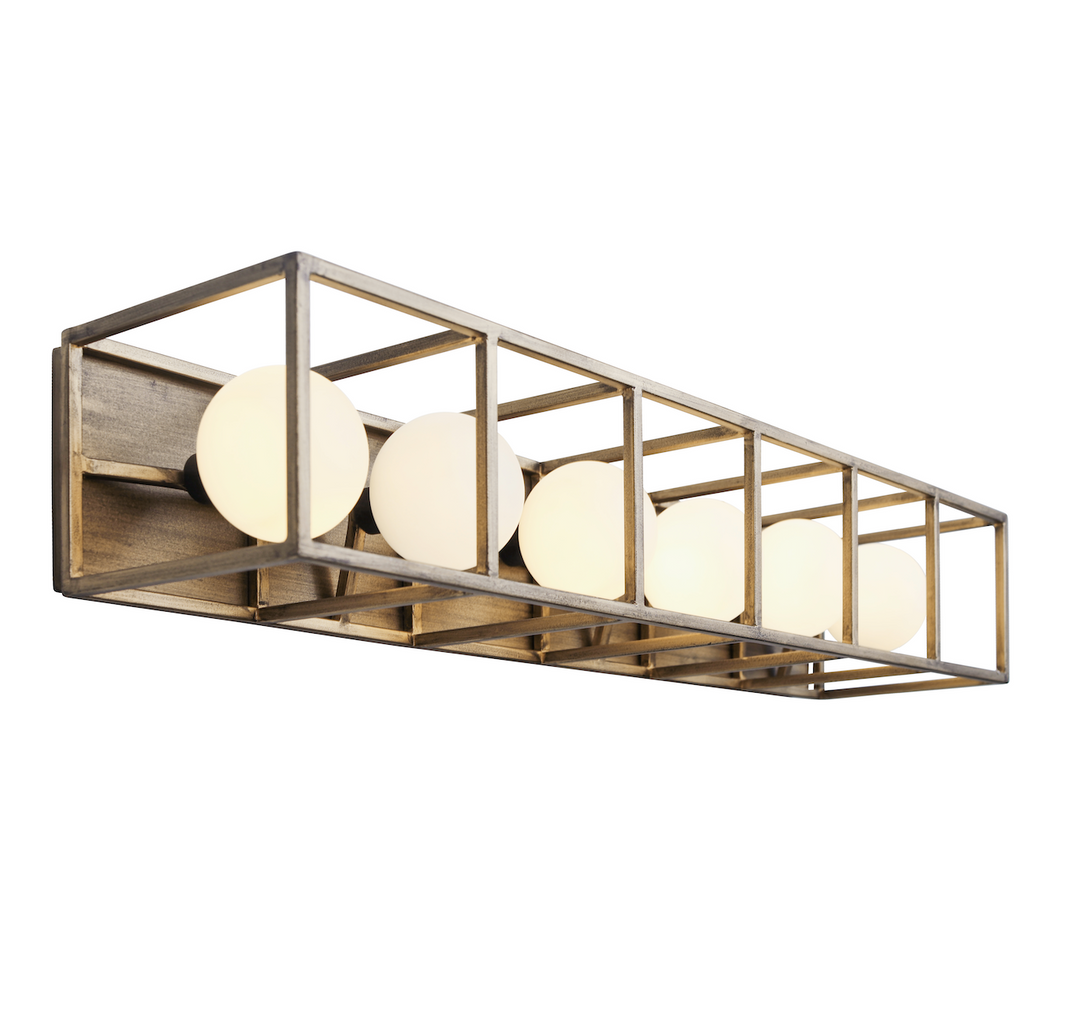 Plaza 6-Lt Vanity Light - Havana Gold/Carbon - 325B06HGCB