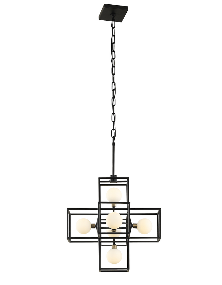 Plaza 6-Lt Pendant Light - Carbon/Havana Gold - 325P06CBHG
