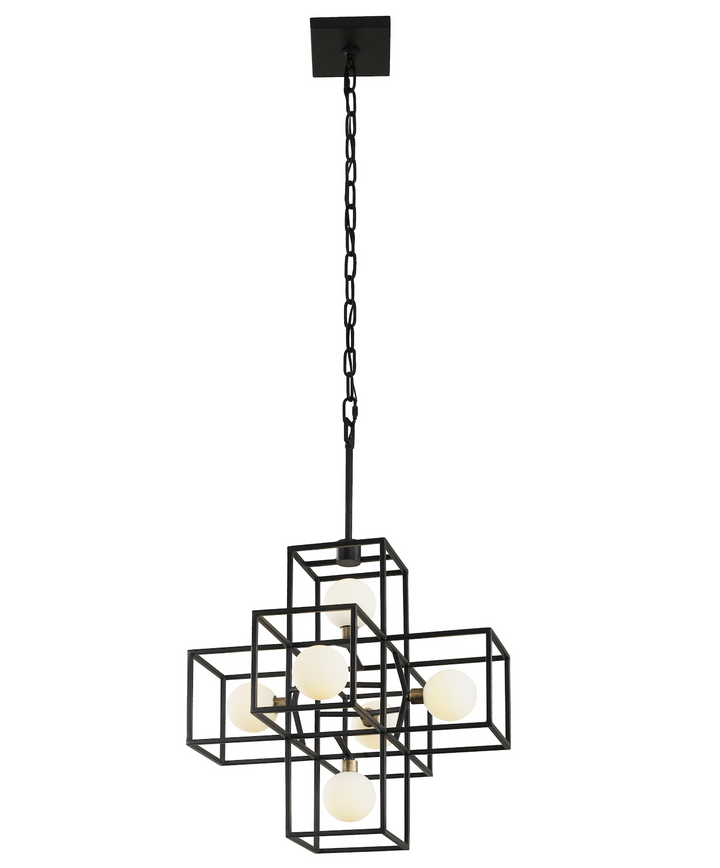 Plaza 6-Lt Pendant Light - Carbon/Havana Gold - 325P06CBHG