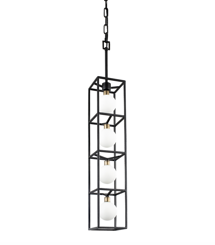 Plaza 4-Lt Foyer Pendant Light - Carbon/Havana Gold - 325F04CBHG