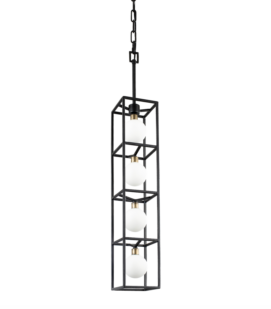 Plaza 4-Lt Foyer Pendant Light - Carbon/Havana Gold - 325F04CBHG
