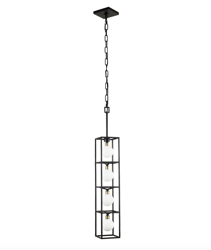 Plaza 4-Lt Foyer Pendant Light - Carbon/Havana Gold - 325F04CBHG
