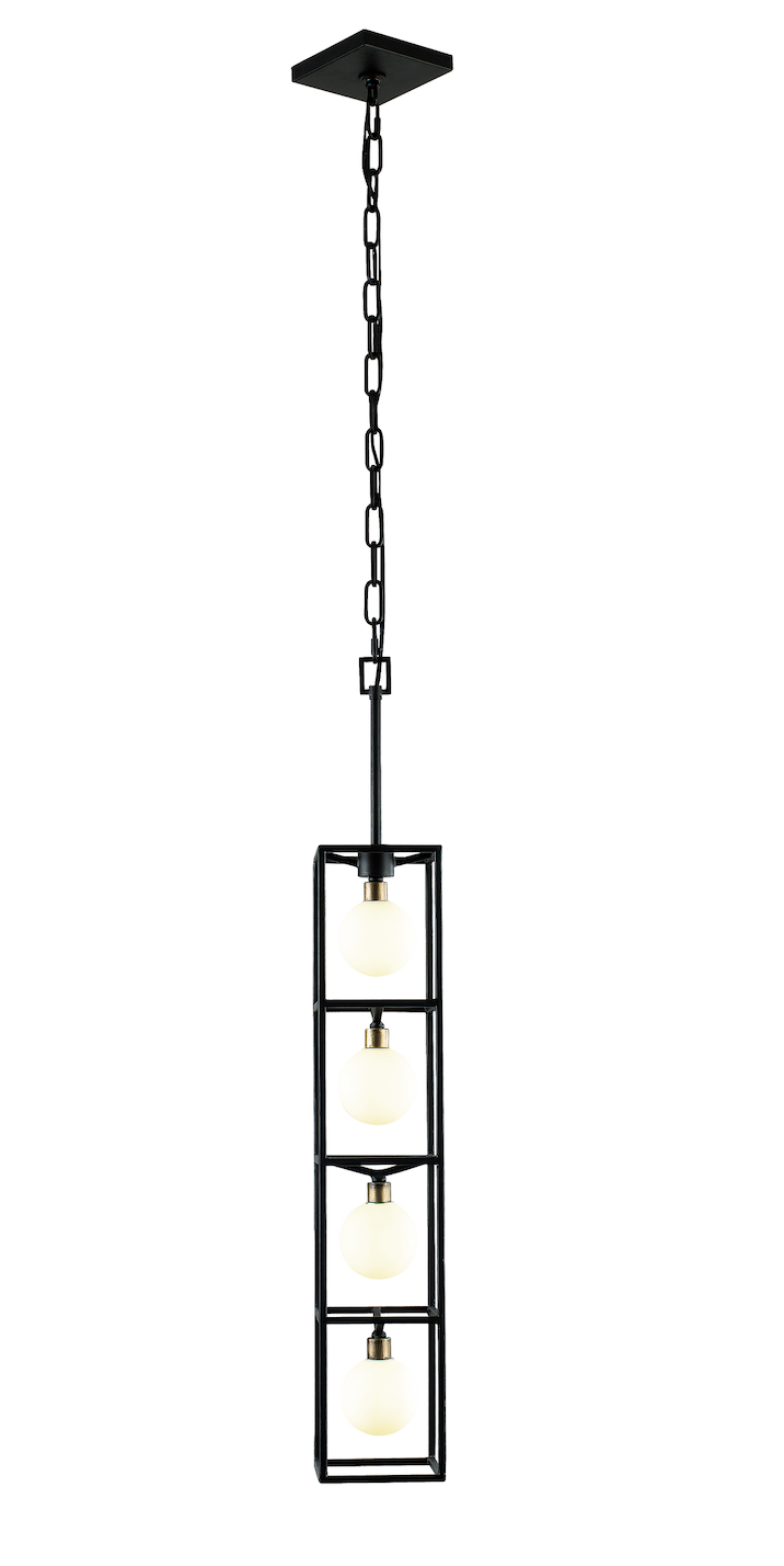 Plaza 4-Lt Foyer Pendant Light - Carbon/Havana Gold - 325F04CBHG