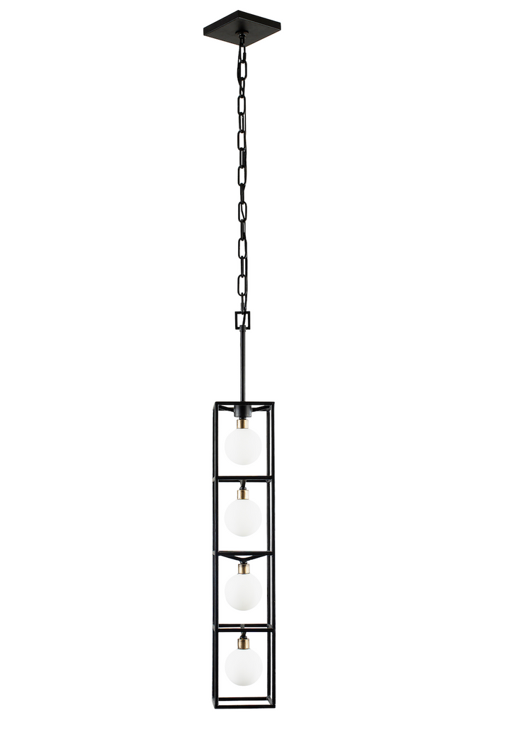 Plaza 4-Lt Foyer Pendant Light - Carbon/Havana Gold - 325F04CBHG