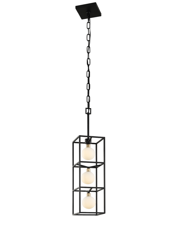 Plaza 3-Lt Foyer Pendant Light - Carbon/Havana Gold - 325F03CBHG