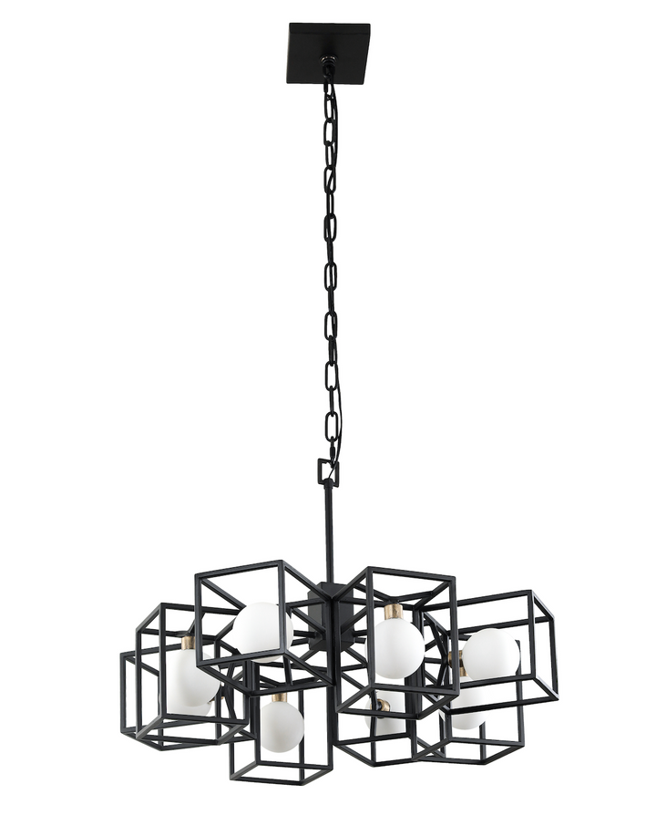 Plaza 8-Lt Pendant Light - Carbon/Havana Gold - 325C08CBHG