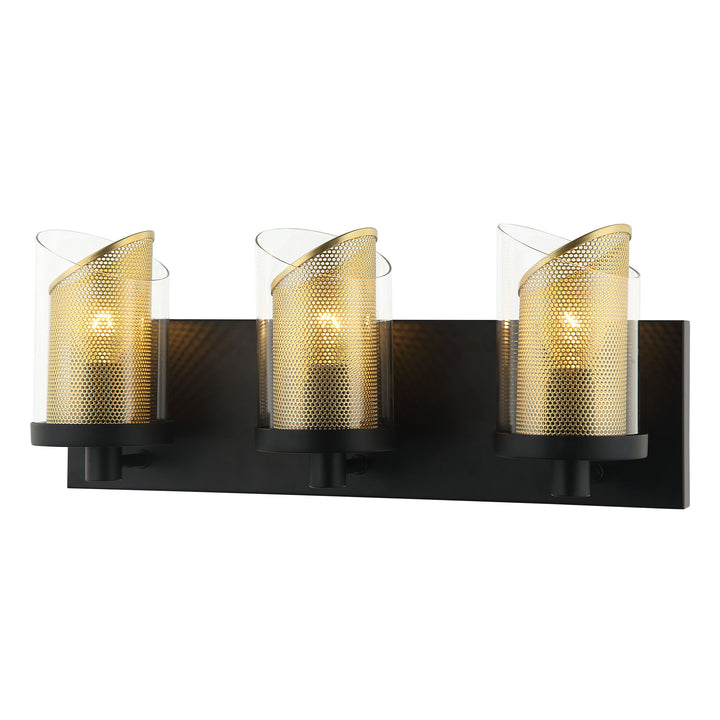 So Inclined 246B03BLGO 3-Light Vanity Light - Black/Gold