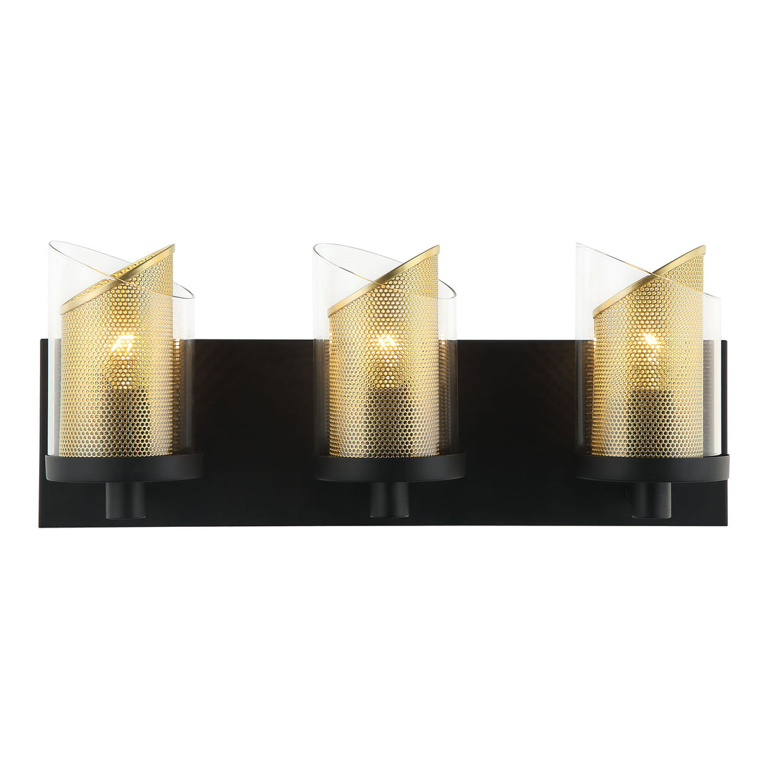 So Inclined 246B03BLGO 3-Light Vanity Light - Black/Gold