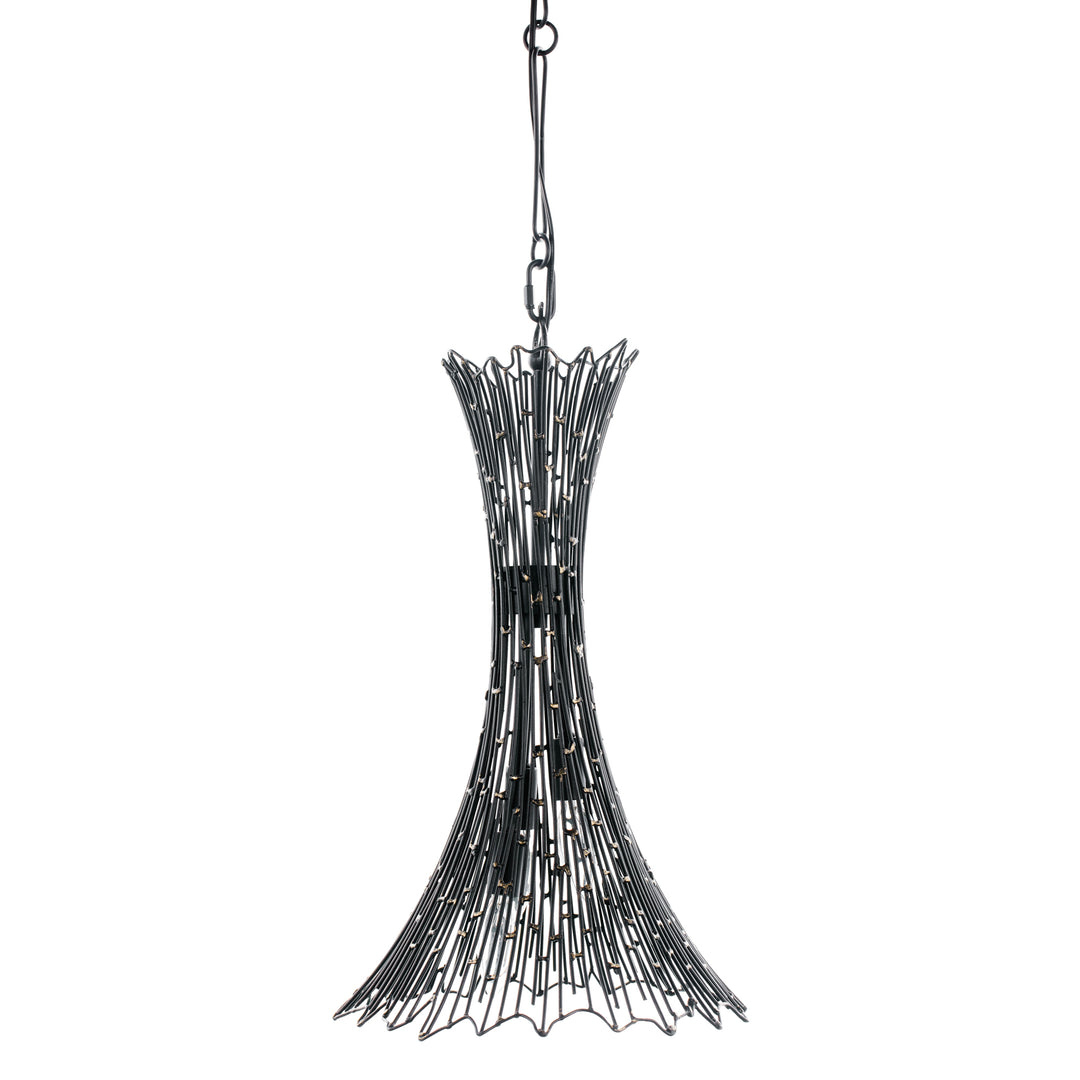 Rikki 320F03CBAG 3-Light Foyer Pendant Light - Carbon/Aged Gold