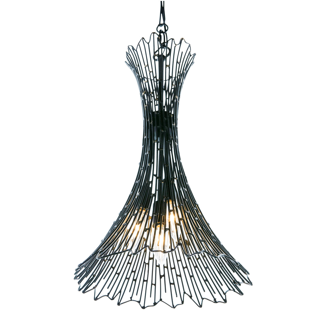 Rikki 320F03CBAG 3-Light Foyer Pendant Light - Carbon/Aged Gold