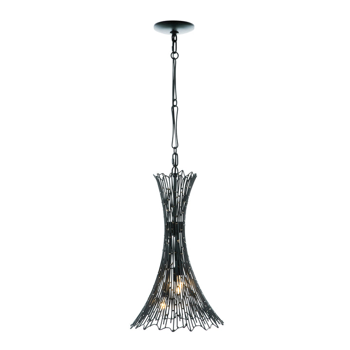 Rikki 320F03CBAG 3-Light Foyer Pendant Light - Carbon/Aged Gold