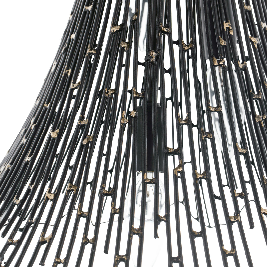 Rikki 320F03CBAG 3-Light Foyer Pendant Light - Carbon/Aged Gold