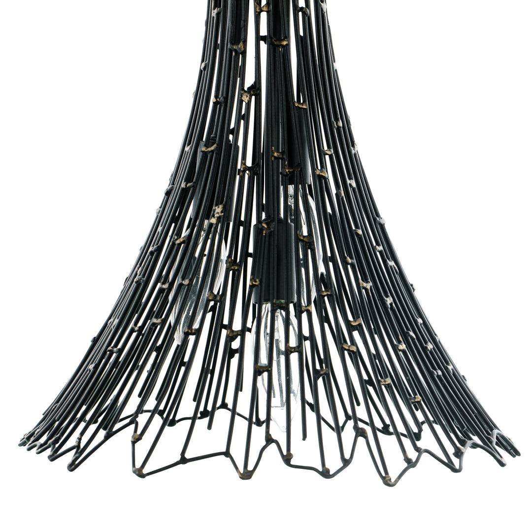 Rikki 320F03CBAG 3-Light Foyer Pendant Light - Carbon/Aged Gold