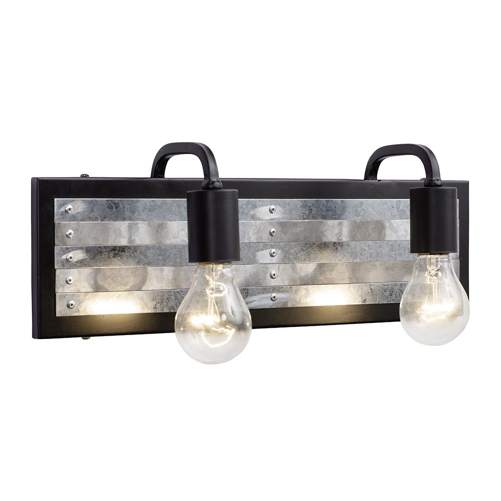 Abbey Rose 336B02BL 2-Light Vanity Light - Black/Galvanized