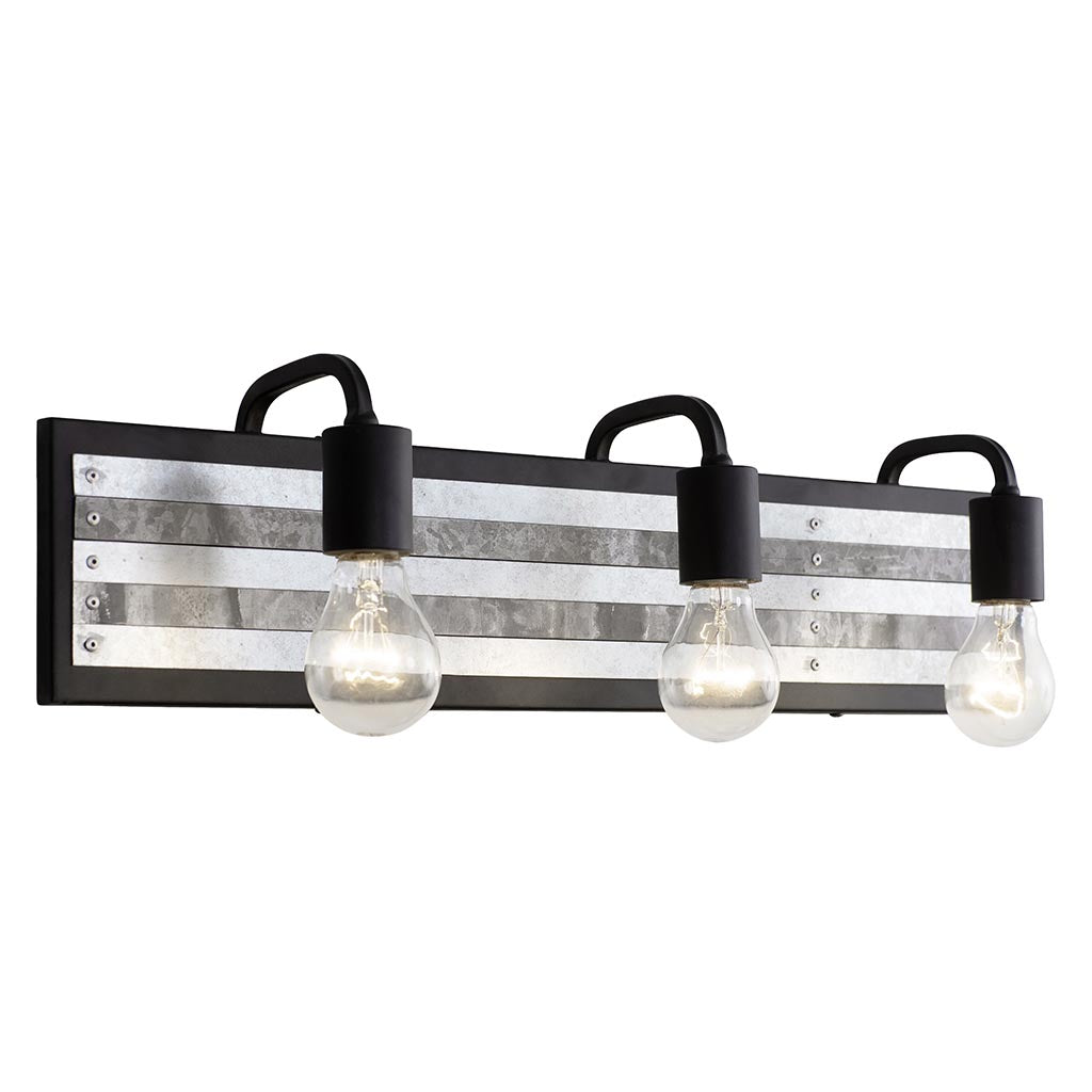 Abbey Rose 336B03BL 3-Light Vanity Light - Black/Galvanized