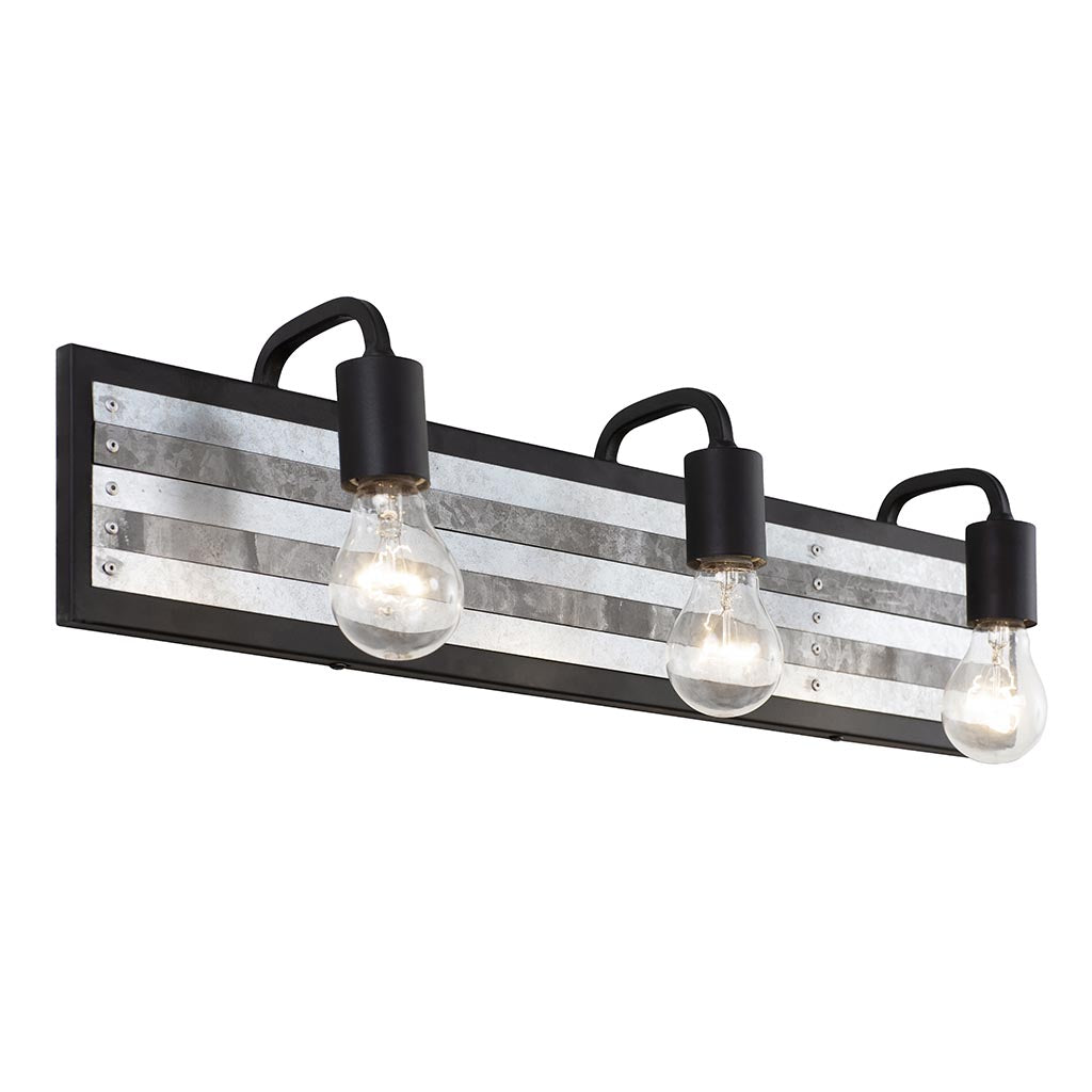 Abbey Rose 336B03BL 3-Light Vanity Light - Black/Galvanized