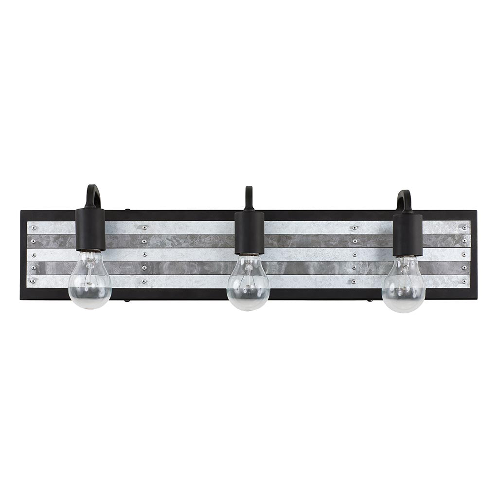 Abbey Rose 336B03BL 3-Light Vanity Light - Black/Galvanized