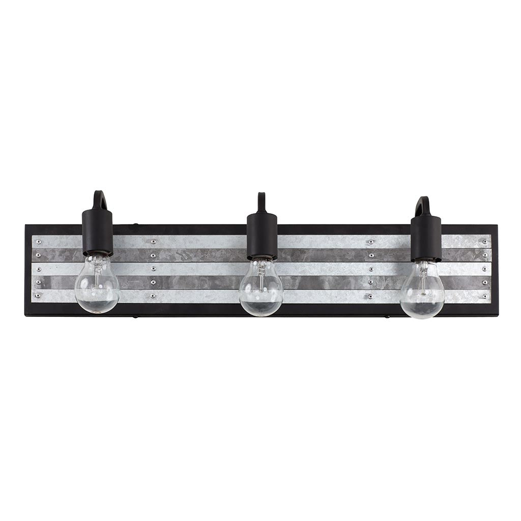 Abbey Rose 336B03BL 3-Light Vanity Light - Black/Galvanized