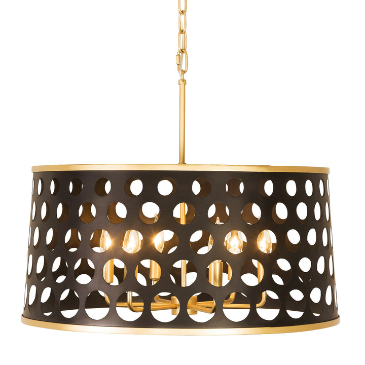 Bailey 346P06MBFG 6-Light Pendant Light - Matte Black/French Gold