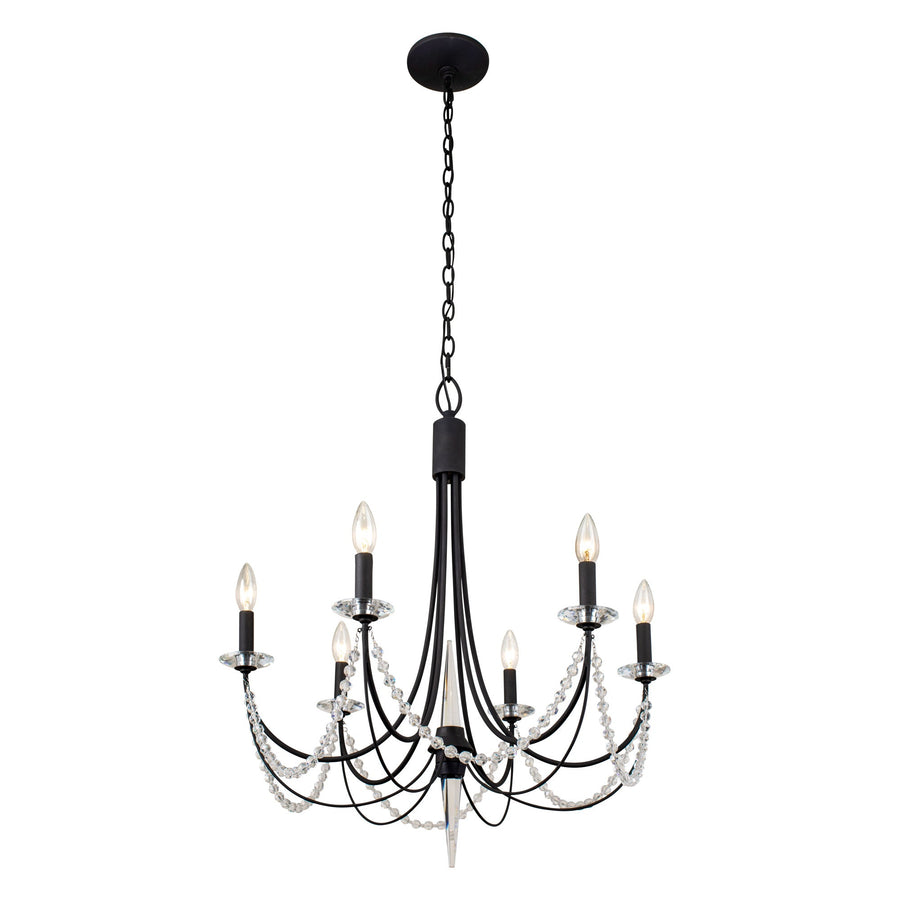 Brentwood 350C06CB 6-Lt Chandelier - Carbon Black