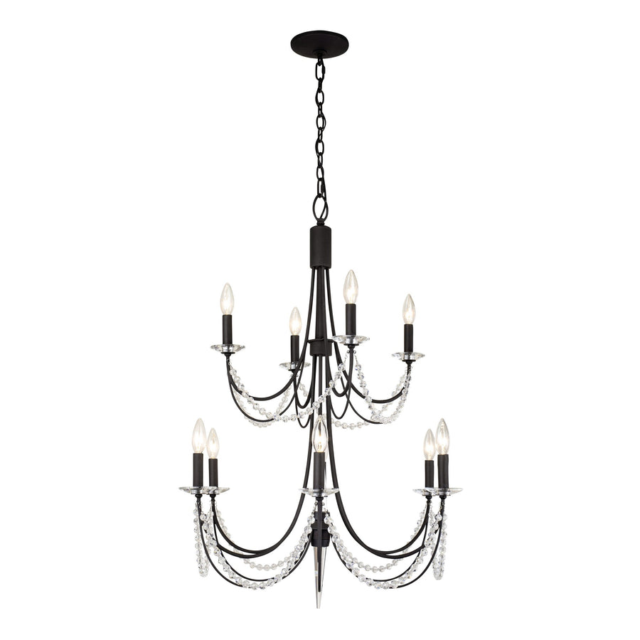 Brentwood 350C10CB 10-Lt 2-Tier Chandelier - Carbon Black