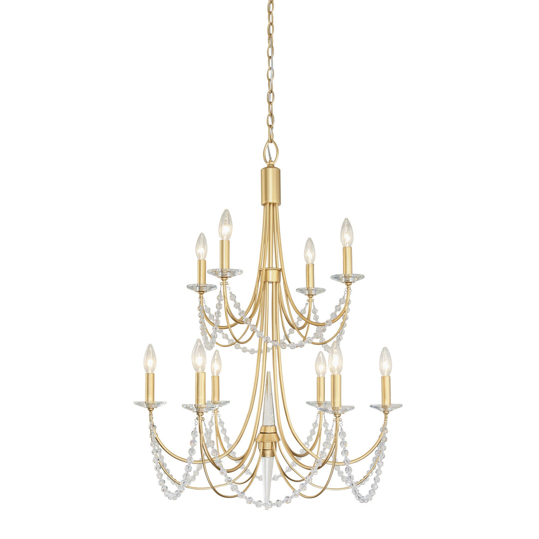 Brentwood 350C10FG 10-Lt 2-Tier Chandelier - French Gold