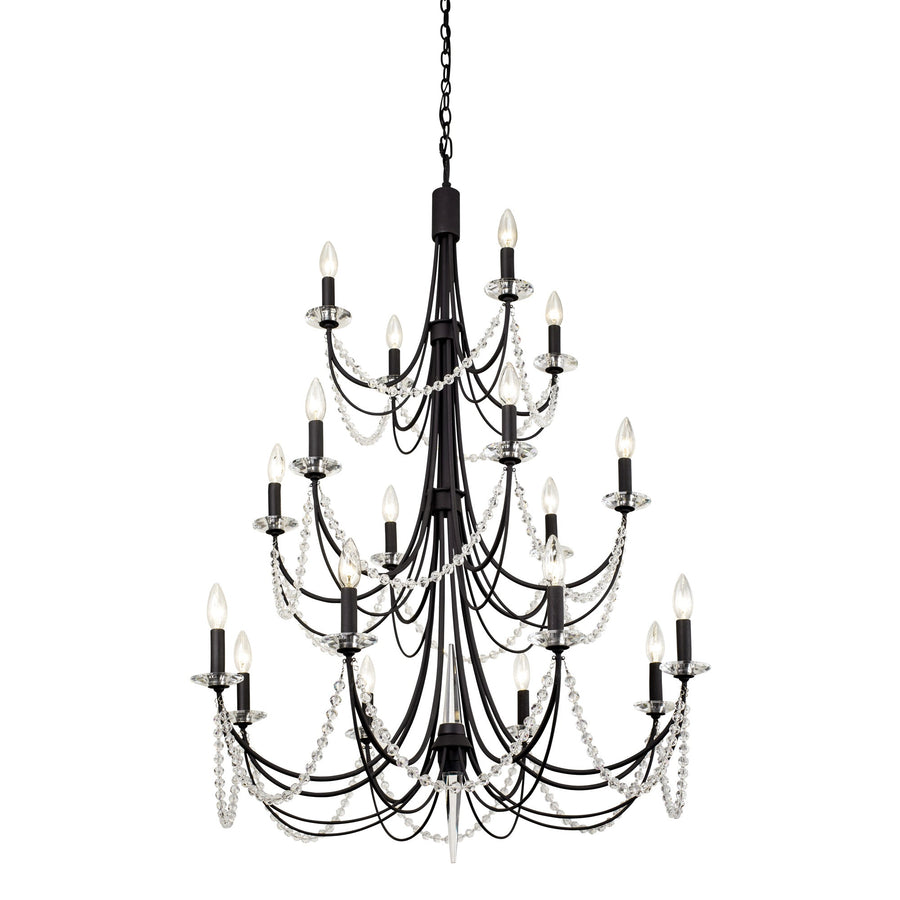 Brentwood 350C18CB 18-Lt 3-Tier Chandelier - Carbon Black