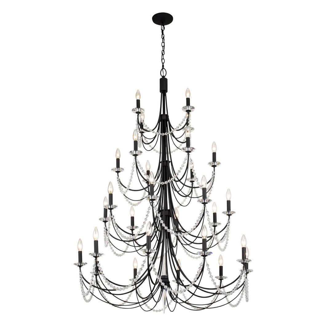 Brentwood 350C28CB 28-Lt 4-Tier Chandelier - Carbon Black