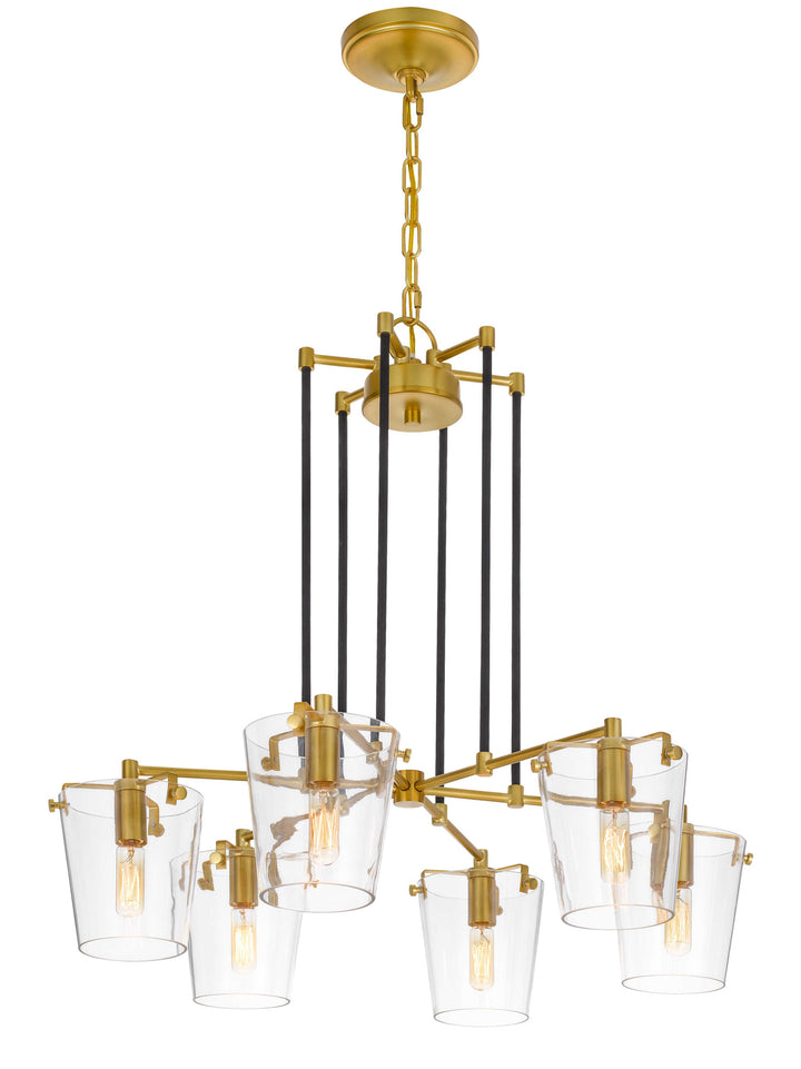 Arlo 351C06BLSB 6-Light Chandelier - Black/Satin Brass