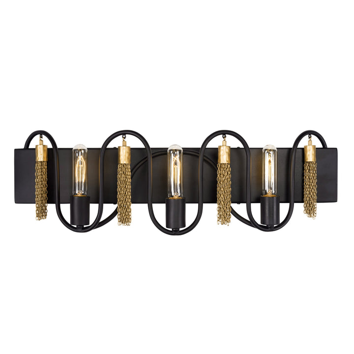 Darden 354B03MBAG 3-Lt Bath Fixture - Matte Black/Antique Gold