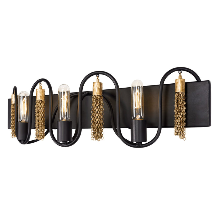 Darden 354B03MBAG 3-Lt Bath Fixture - Matte Black/Antique Gold